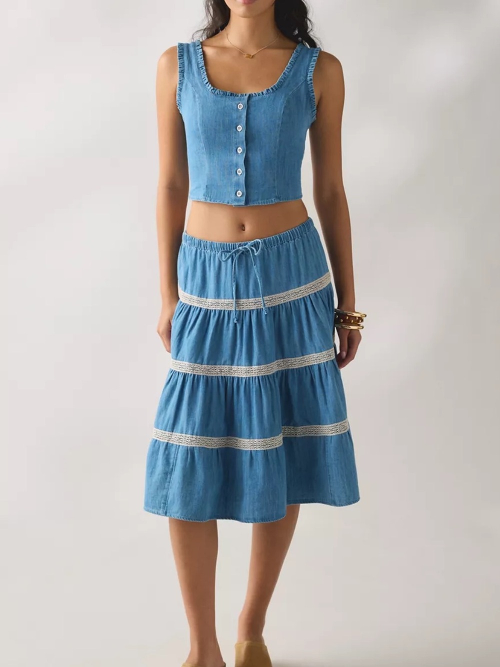 urban outfitters blue tank and skirt 2 piece set